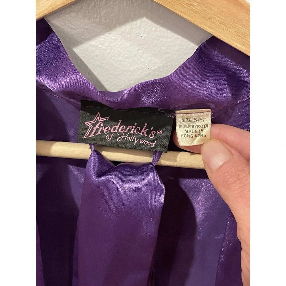 VTG Y2K Fredricks of Hollywood Satin Short Robe‎ Women's Small Purple Lingerie